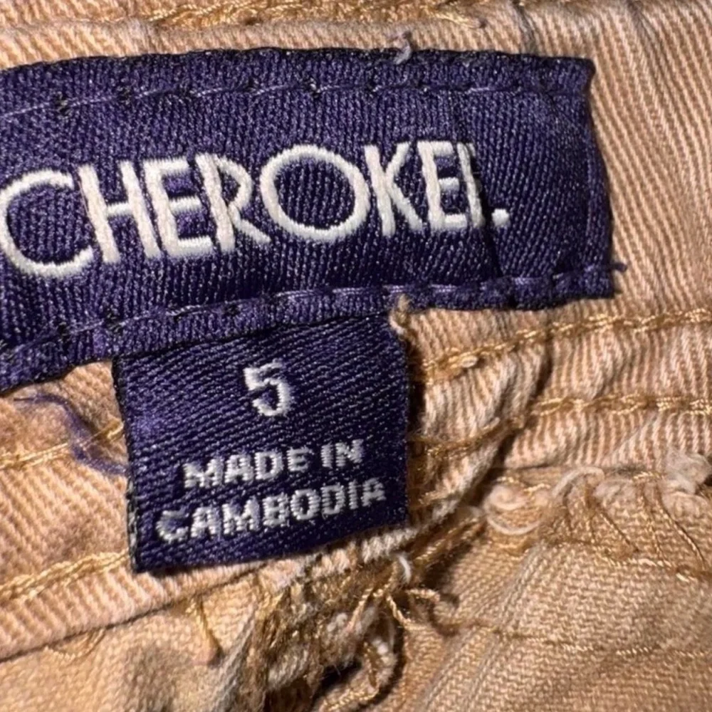 Cherokee Boys Khaki Cargo Shorts Size 5 Tan Adjustable Waist